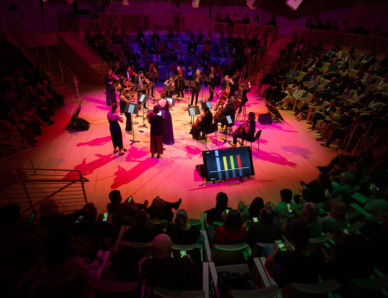 Students performing in the Thomas Tull Concert Hall at MIT.