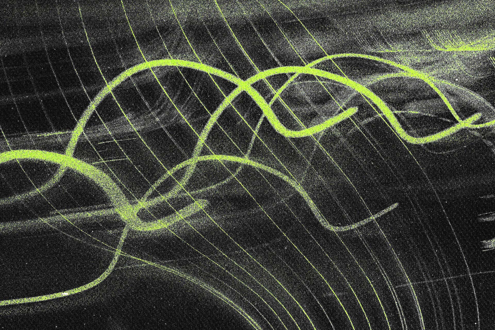Neon glitch art of sound waves.