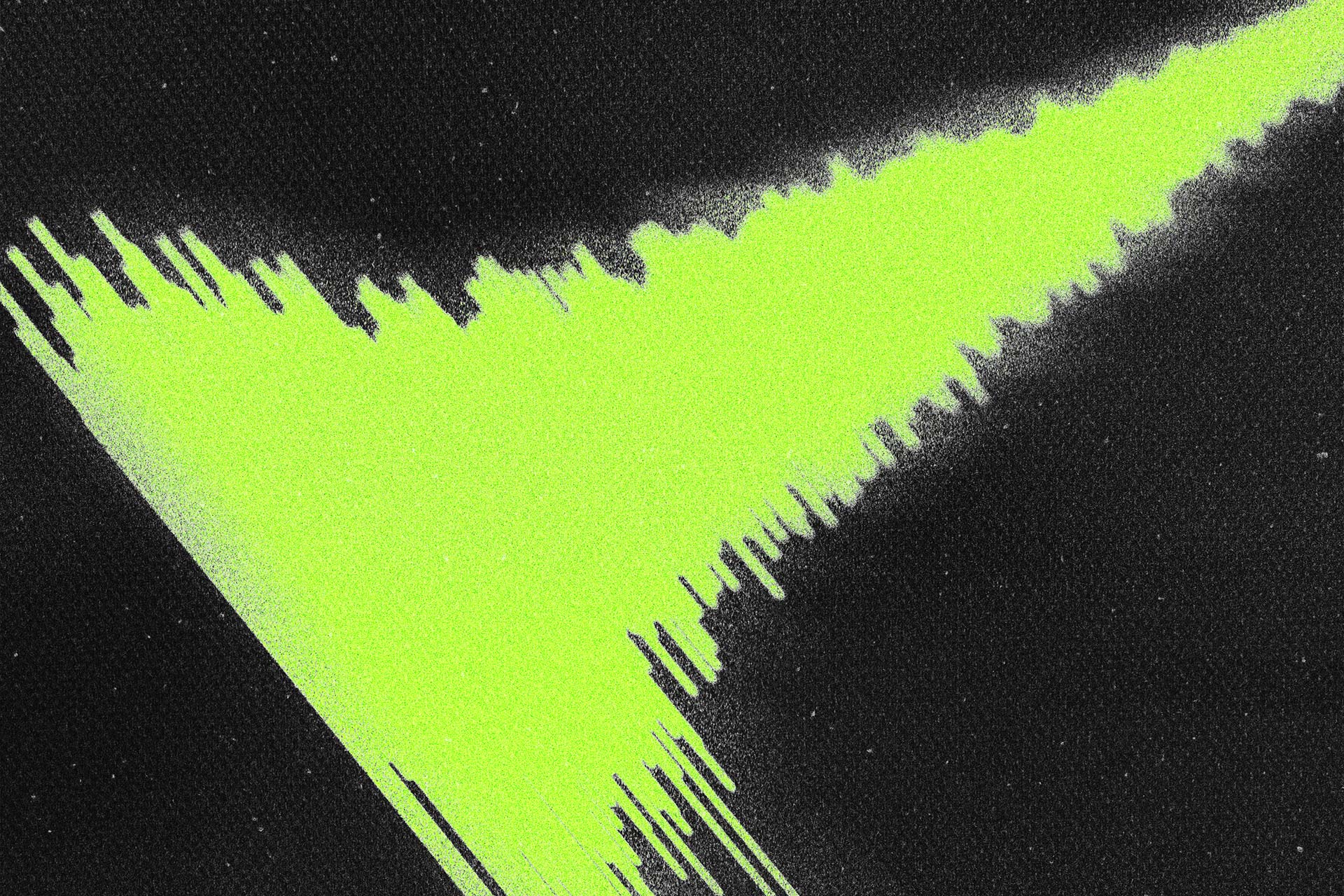 Neon glitch art of sound waves.