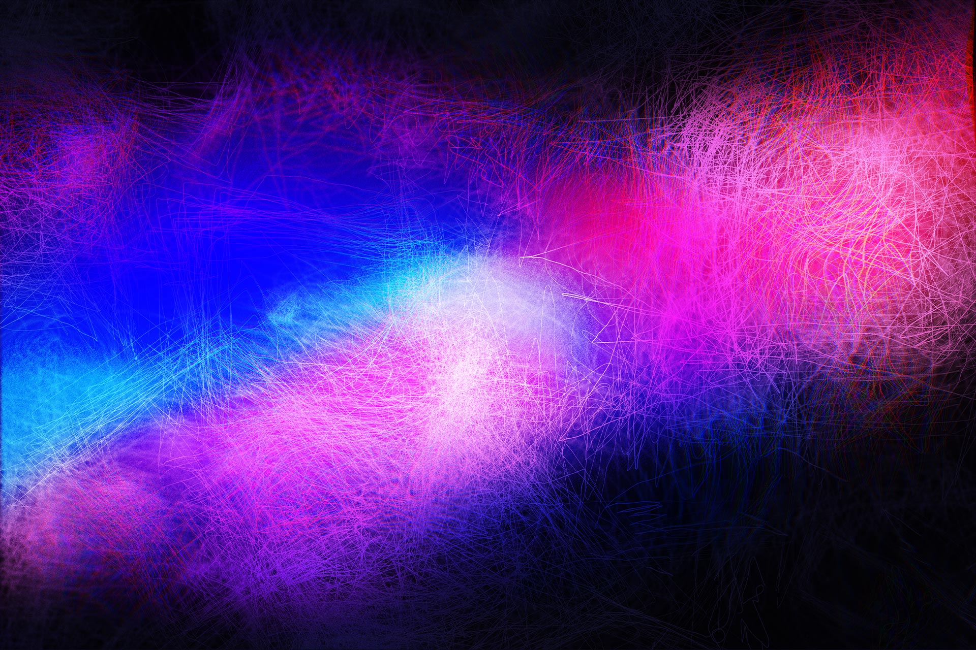 Glitch art in various hues.